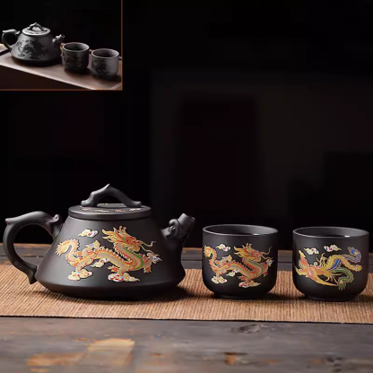 遇熱變色龍鳳紫砂壺