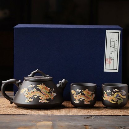 遇熱變色龍鳳紫砂壺