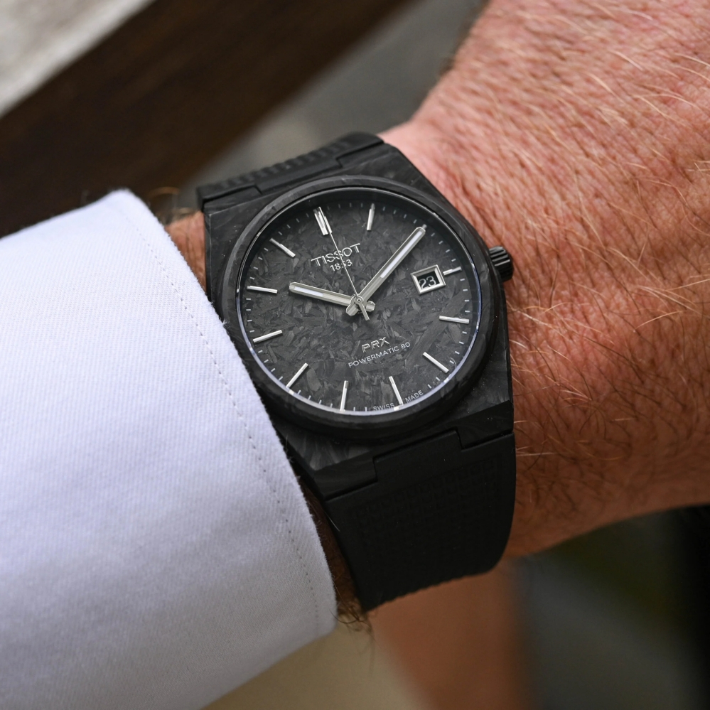 TISSOT T137.907.97.201.00 T1379079720100 Men's Watch PRX POWERMATIC 80 Date  Carbon Case 40mm Rubber Black *Original