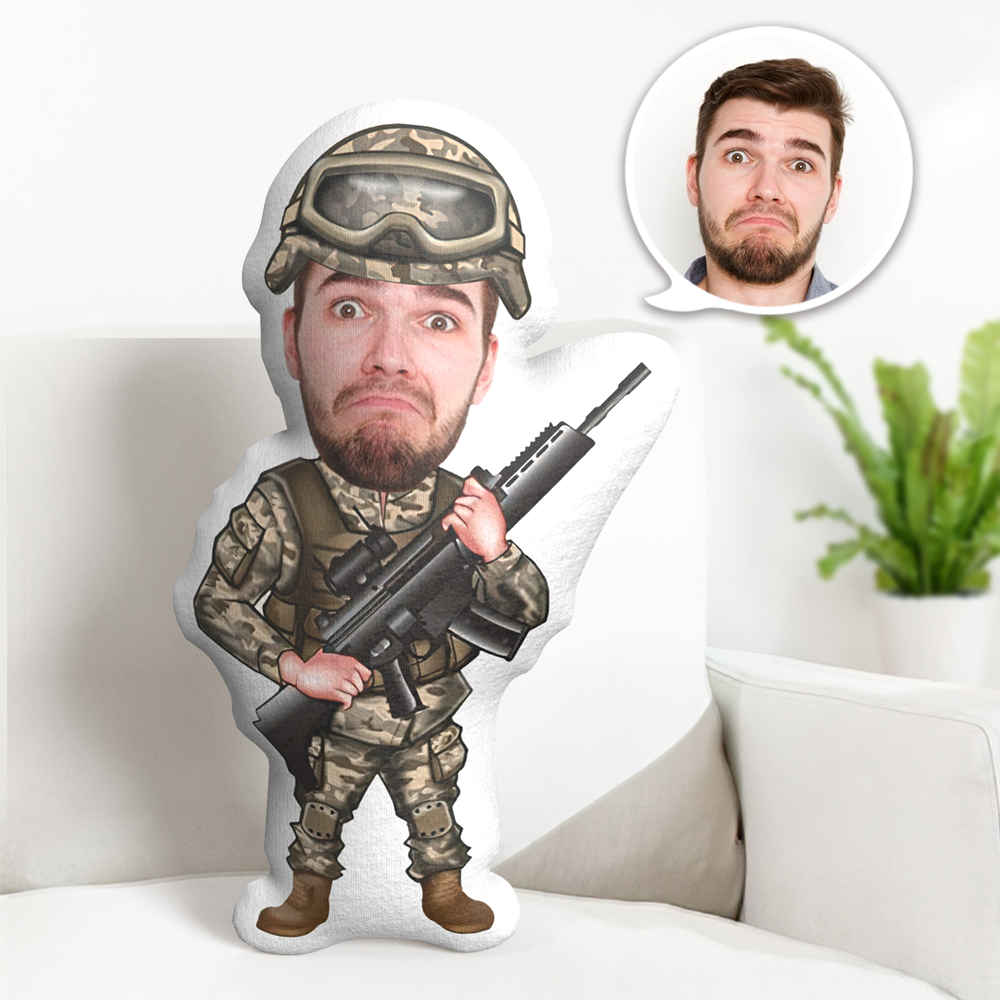 Benutzerdefiniertes Gesichtskissen Personalisierte Gesichtspuppe American Soldier Doll Minime Kissengeschenke Für Ihn - MiniMe Pillow