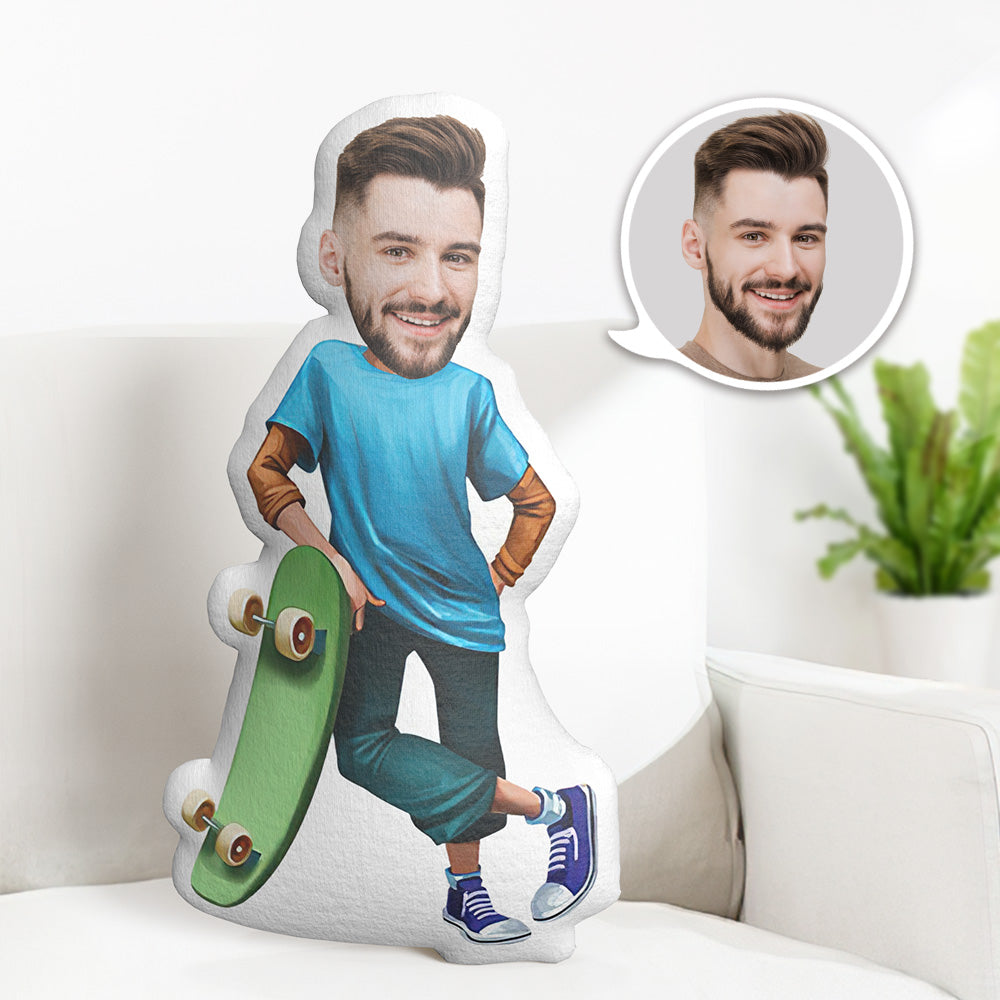 Personalisierte Geburtstagsgeschenke Mein Gesichtskissen Kundenspezifisches Fotokissen Skate Boy Minime Kissen - MiniMe Pillow