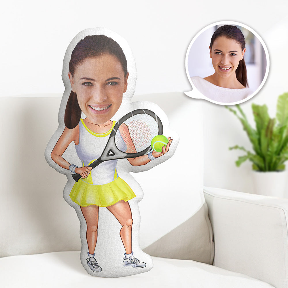 Personalisierte Geburtstagsgeschenke Mein Gesichtskissen Kundenspezifisches Fotokissen Tennisspieler Minime Kissen - MiniMe Pillow