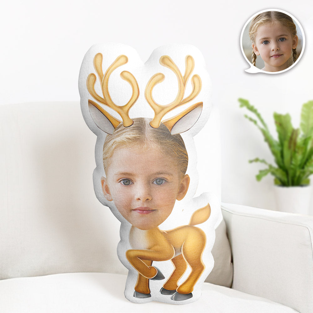 Personalisiertes Gesichtskissen Personalisiertes Fotokissen Rentier Minime Kissen Geschenke Für Kinder - MiniMe Pillow