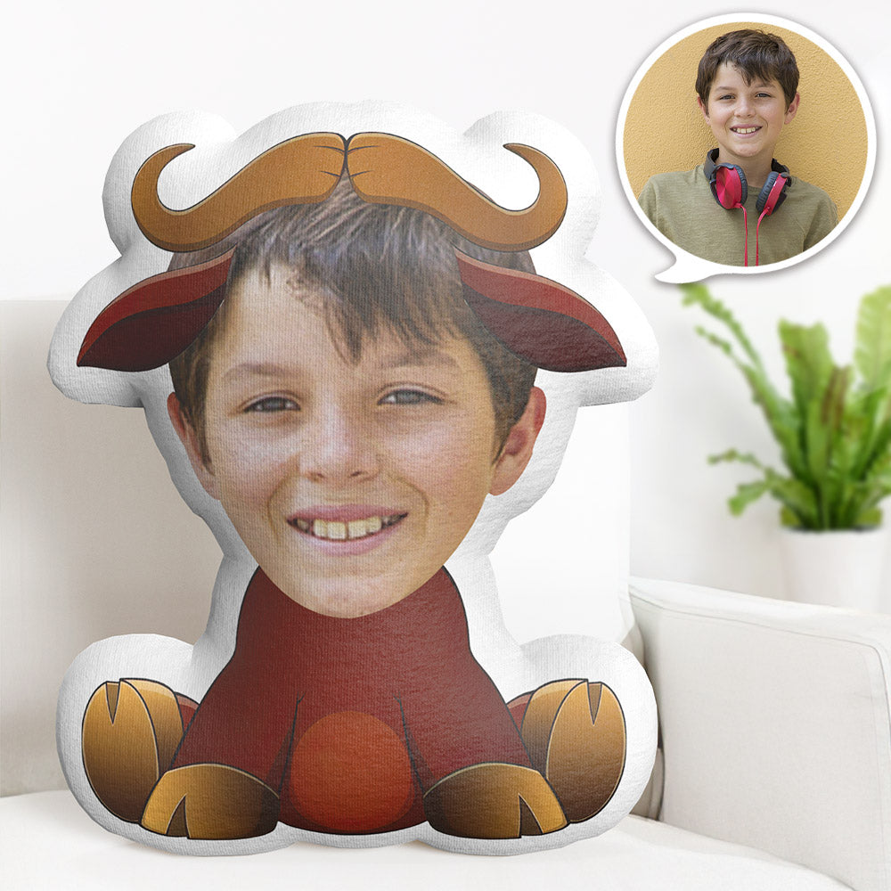 Personalisiertes Gesichtskissen Personalisiertes Fotokissen Sitzendes Rind Minime Kissen Geschenke Für Kinder - MiniMe Pillow