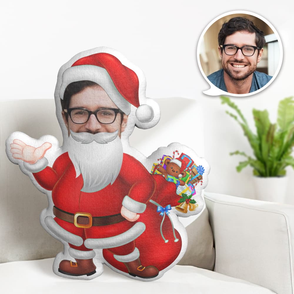 Personalisiertes Gesichtskissen Personalisiertes Fotokissen Bärtige Weihnachtsmann-minime-kissengeschenke Für Weihnachten - MiniMe Pillow