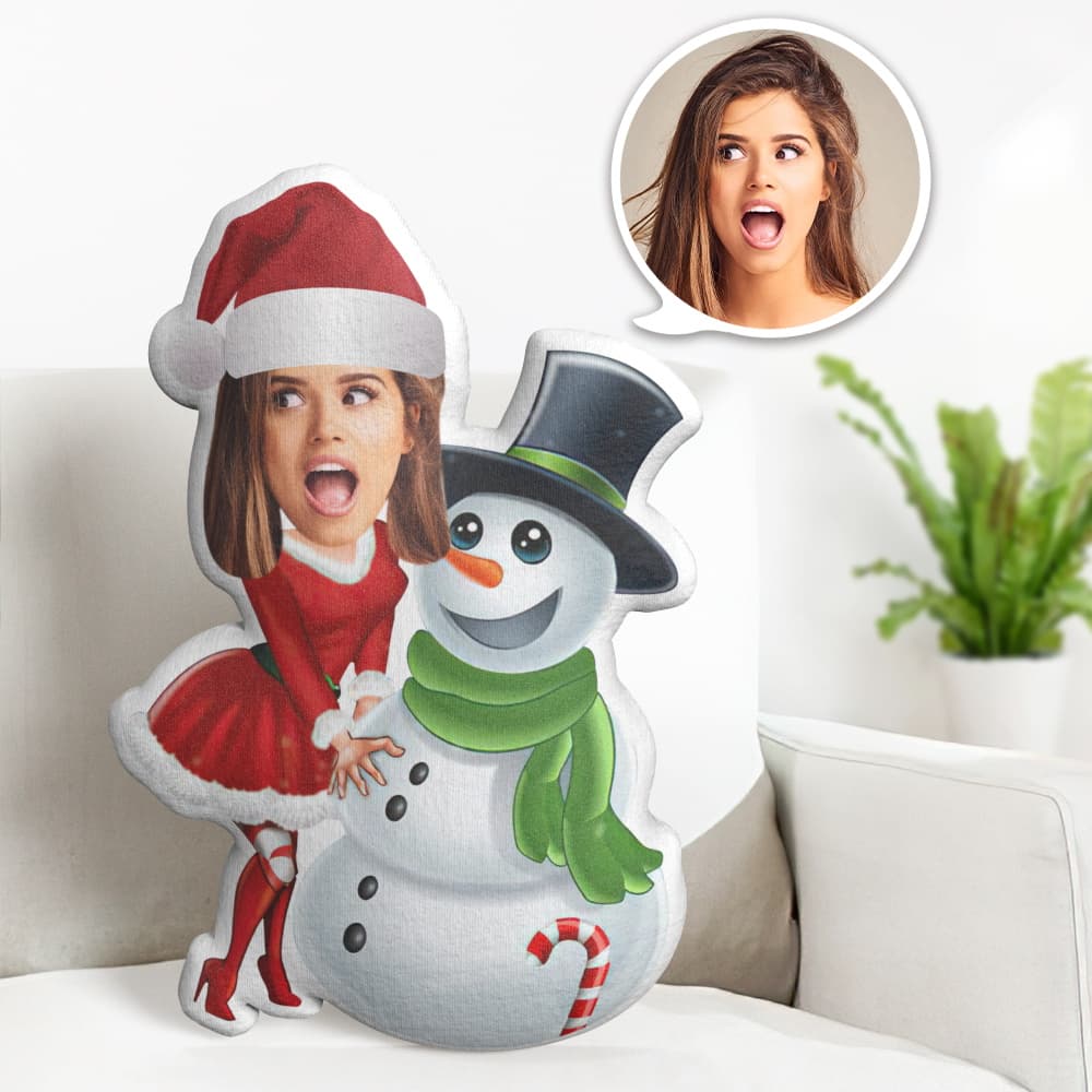 Personalisiertes Gesichtskissen Personalisiertes Fotokissen Schneemann Weihnachtskleid Minime Kissen Geschenke Für Weihnachten - MiniMe Pillow