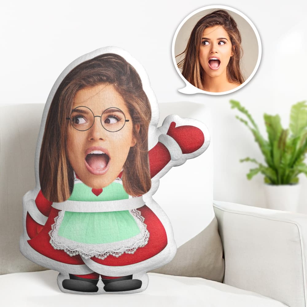 Personalisiertes Gesichtskissen Personalisiertes Fotokissen Weihnachtsmädchen Minime Kissen Geschenke Für Weihnachten - MiniMe Pillow