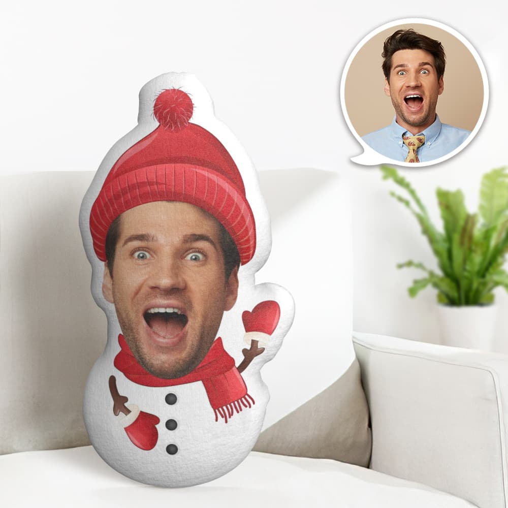 Personalisiertes Gesichtskissen Personalisiertes Fotokissen Fetter Schneemann Minime Kissen Geschenke Für Weihnachten - MiniMe Pillow