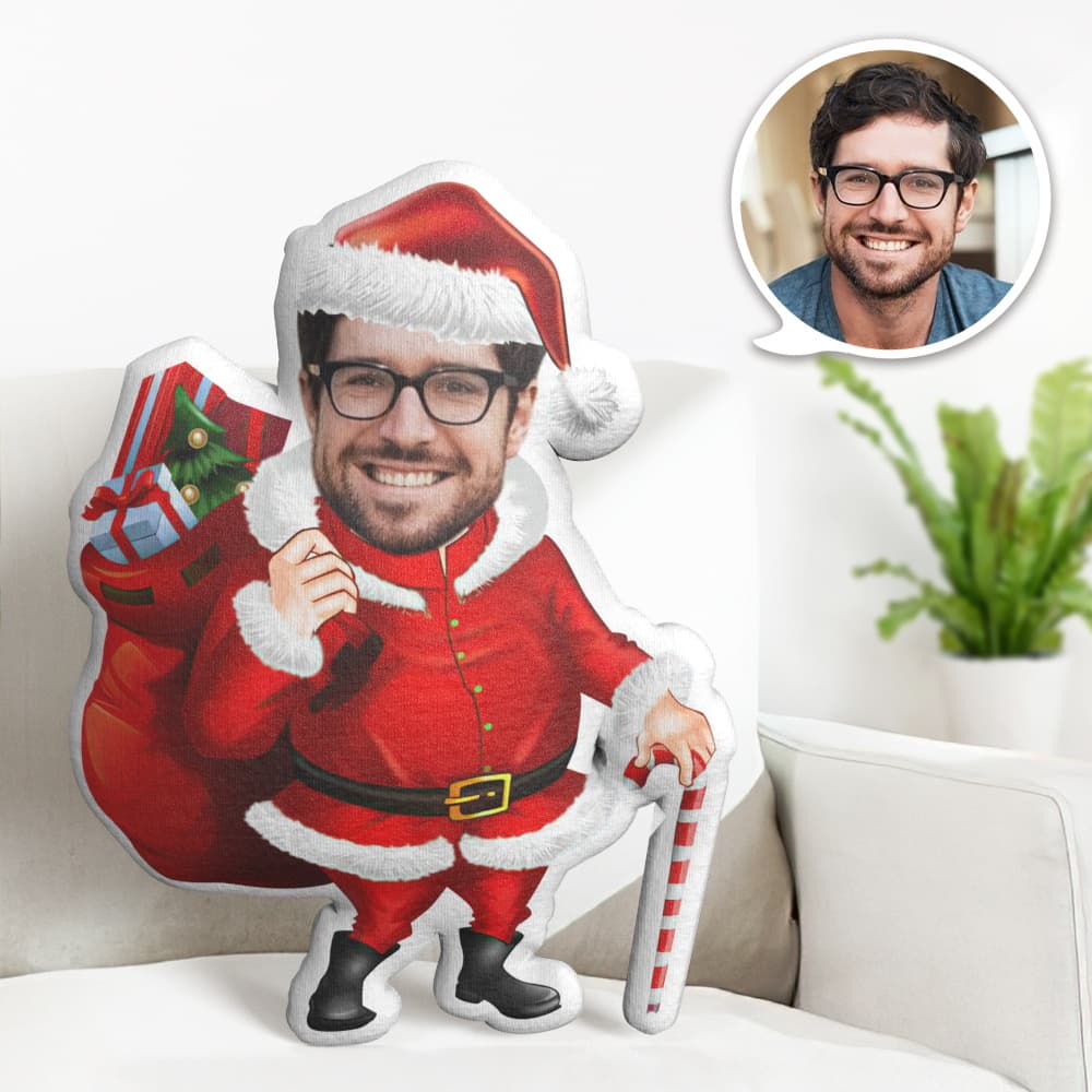 Personalisiertes Gesichtskissen Personalisiertes Fotokissen Krücken Weihnachtsmann Minime Kissen Geschenke Für Weihnachten - MiniMe Pillow