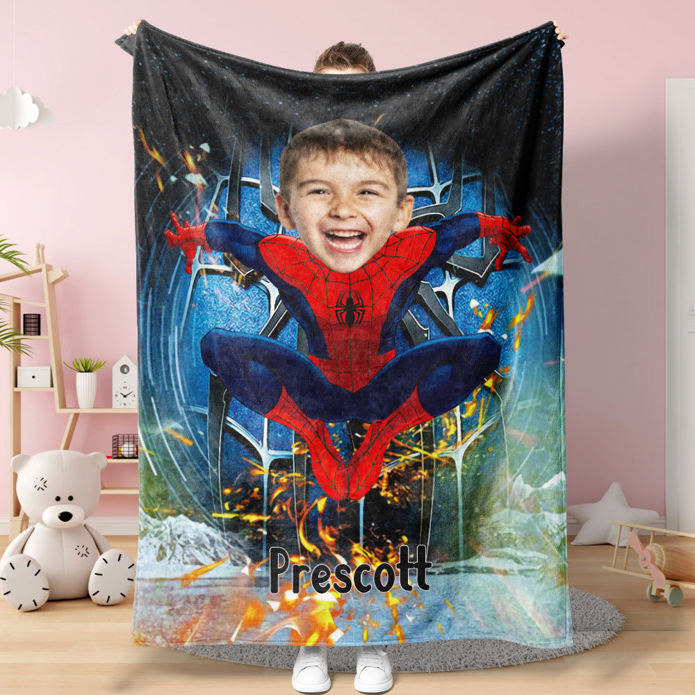 Benutzerdefinierte Gesicht Decke Personalisierte Foto und Text Super Soldier Spider-Man Decke Minime Decke Bestes Geschenk für ihn