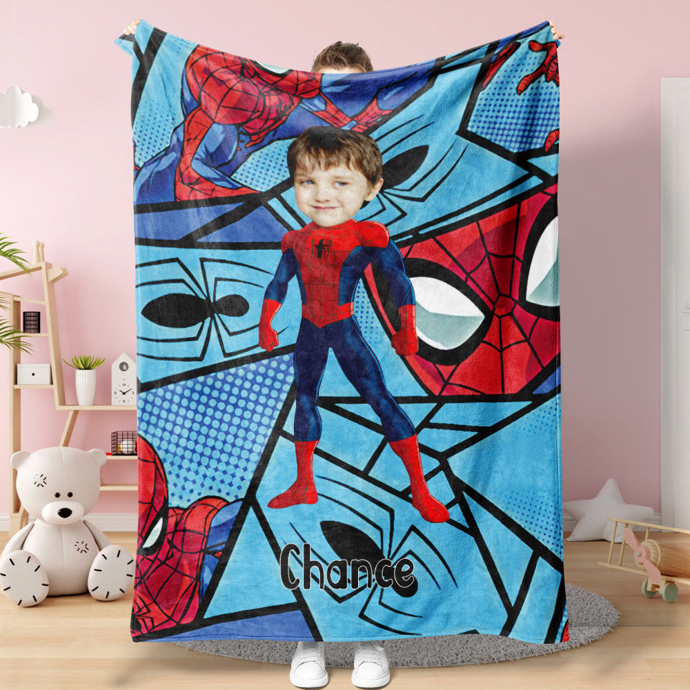 Benutzerdefinierte Gesicht Decke Personalisierte Foto und Text Stehend Spider-Man Decke Minime Decke Bestes Geschenk für ihn