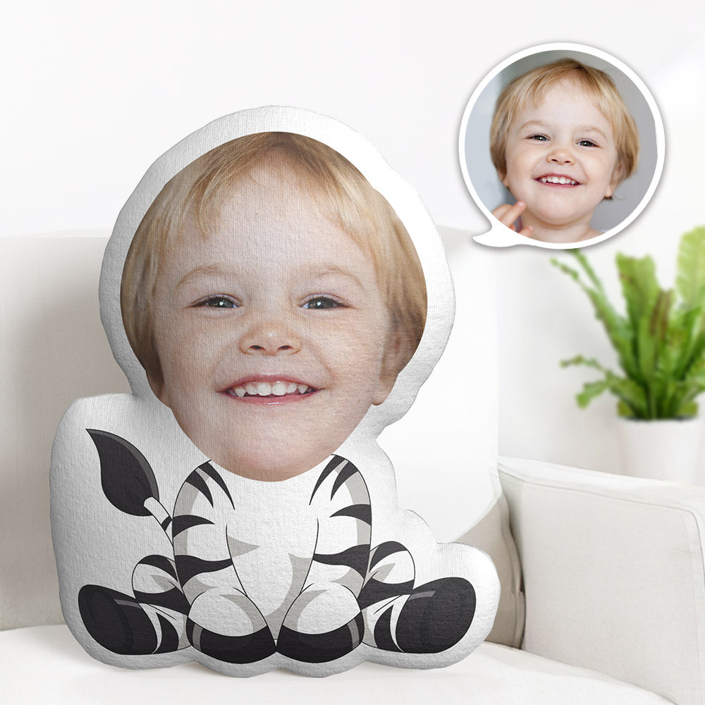 Personalisiertes Gesichtskissen Personalisiertes Fotokissen Gestreiftes Rind Minime Kissen Geschenke Für Kinder - MiniMe Pillow