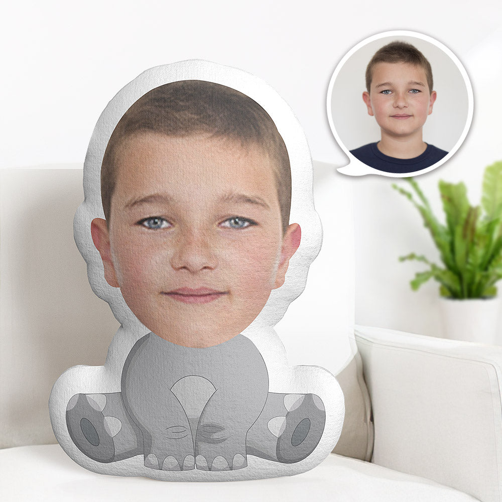 Benutzerdefiniertes Gesichtskissen Personalisiertes Fotokissen Sitzender Elefant Minime Kissen Geschenke Für Kinder - MiniMe Pillow