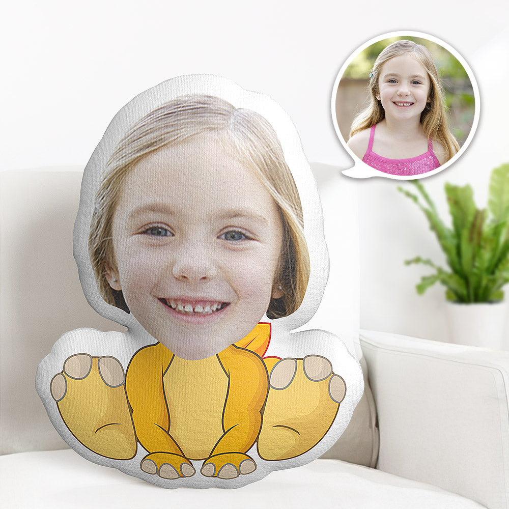 Kundenspezifisches Gesichts-kissen-personalisiertes Foto-kissen-sitzendes Gelbes Drache-minime-kissen-geschenke Für Kinder - MiniMe Pillow