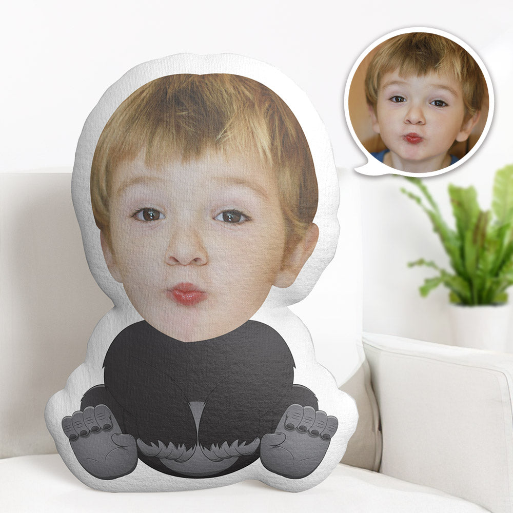 Personalisiertes Gesichtskissen Personalisiertes Fotokissen Sitzender Schimpanse Minime Kissen Geschenke Für Kinder - MiniMe Pillow