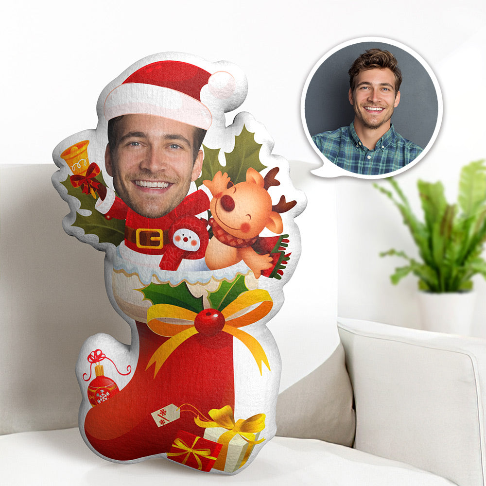 Weihnachtsgeschenke, Personalisiertes Gesicht, Weihnachtselch Und Strumpf, Minime-kissen, Personalisiertes Foto, Minime-puppe - MiniMe Pillow