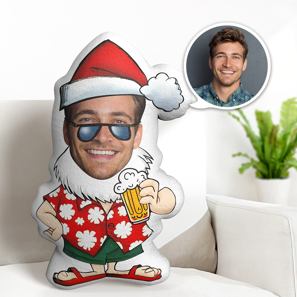 Körperkissen Mein Gesichtskissen Benutzerdefinierte Puppen Weihnachtsmann Trinkt Bier Fotokissen Minime-kissen Benutzerdefiniertes Kissen Geschenk - dephotoblanket