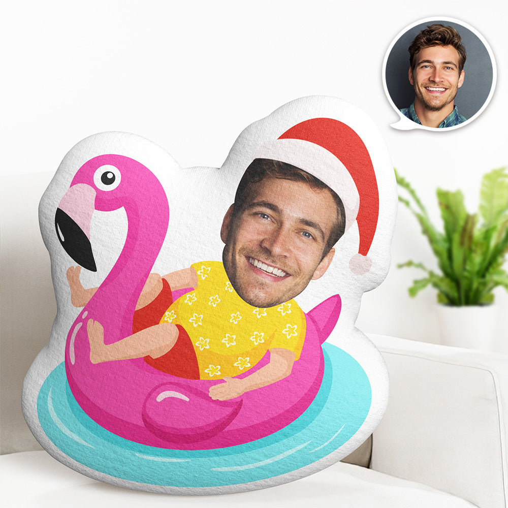 Personalisiertes Kissen, Gesichts- Und Körperkissen, Personalisierter Weihnachtsmann Mit Flamingo, Aufblasbares Ringkissen, Minime-puppe, Weihnachtsgeschenk - MiniMe Pillow