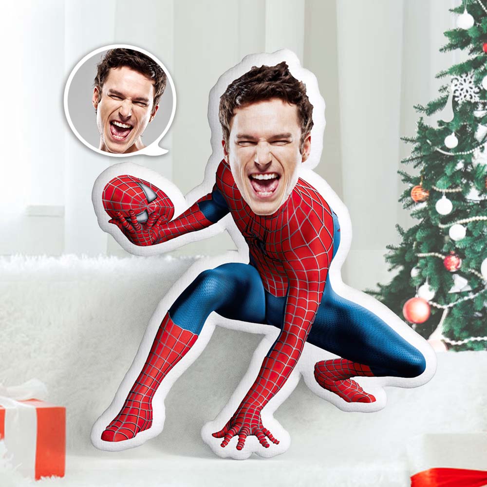 Weihnachtsgeschenke Benutzerdefinierte Gesichtsfoto Minispielzeug Einzigartig Personalisierter Spiderman Die Maske für den Sieg abnahm Dekokissen Ein wirklich bedeutungsvolles Geschenk