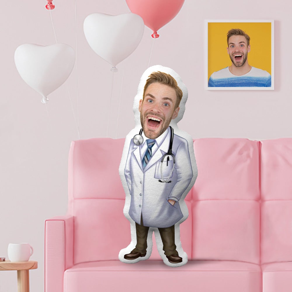Geschenke für Ihn Männlicher Arzt Kissen Individuelles Gesichtskissen Personalisiertes Fotokissen Geschenke Individuelles MiniMe-Kissen