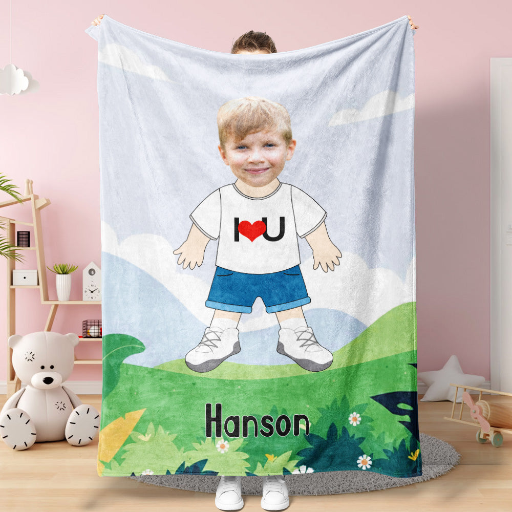 I LOVE U benutzerdefinierte Gesicht Decke personalisierte Foto und Text Minime Decke Bestes Geschenk für ihn