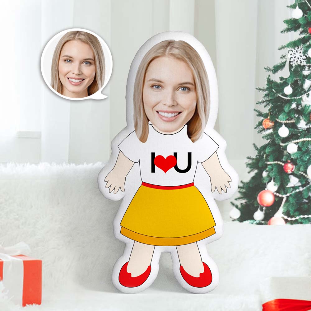 Weihnachtsgeschenke Ich liebe U Kissen benutzerdefinierte Gesicht Kissen personalisierte Foto Kissen weibliche Magier Puppe benutzerdefinierte MiniIMe Kissen