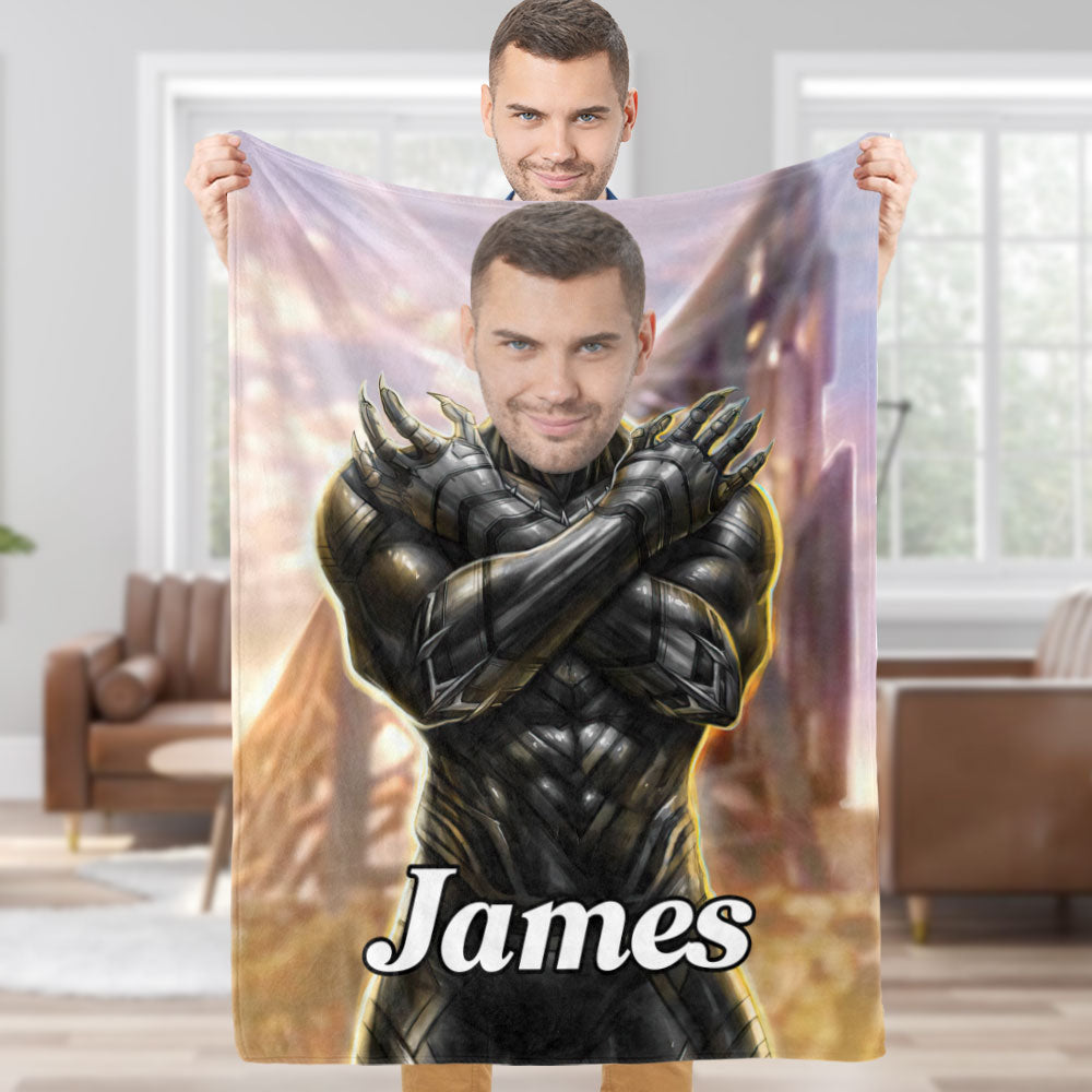 Kundengebundene Schwarze Panther-decke Kundenspezifische Foto-decke Personalisiertes Gesichts-decken-geschenk Für Ihn - MiniMe Pillow