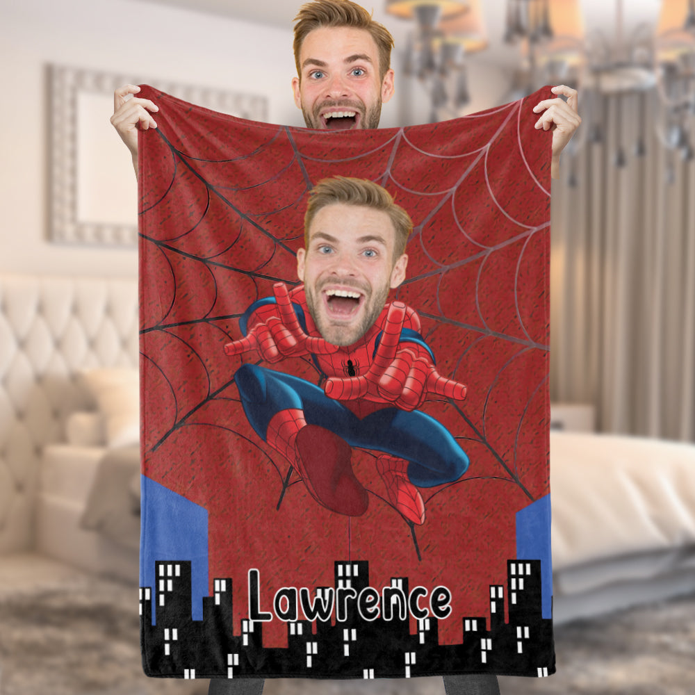 Fotodecke Mit Individuellem Gesicht Personalisierte Foto- Und Textdecke Minime Spiderman-decke Ein Einzigartiges Cooles Geschenk