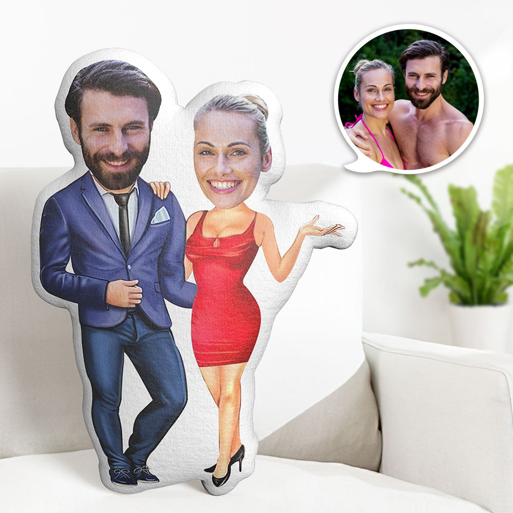 Valentinstagsgeschenk Kundenspezifisches Foto-kissen Personalisiertes Gesichtskissen Kundenspezifisches Paar-kissen Paar Im Kleider-kissen - MiniMe Pillow