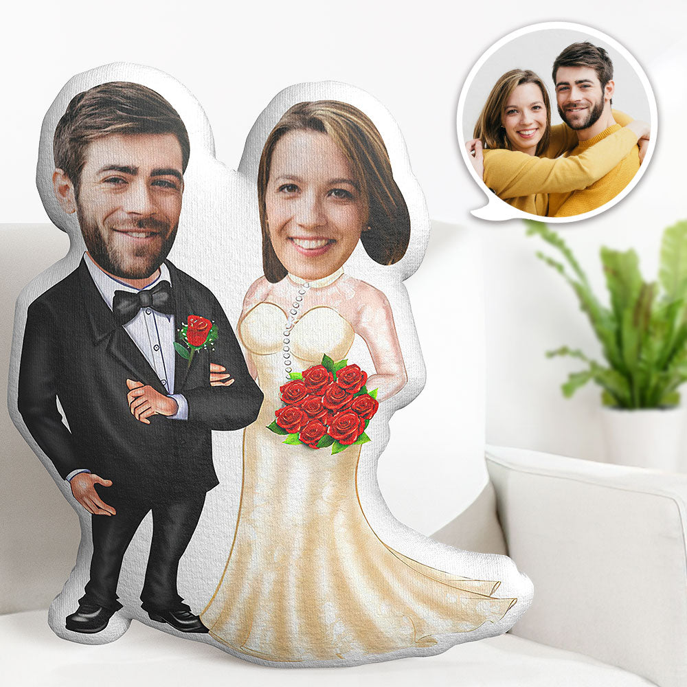 Valentinstag-geschenke Kundenspezifisches Foto-kissen Personalisiertes Gesichts-kissen Kundenspezifisches Hochzeits-kleider-kissen - MiniMe Pillow