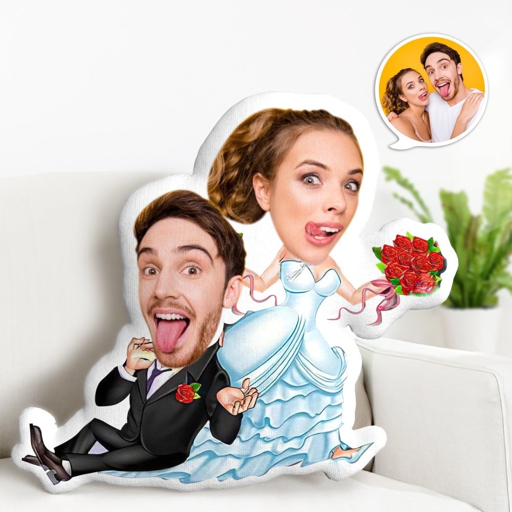 Individuelles Foto Lustiges Hochzeitspaar MiniMe Kissen Individuelle Kissen Geschenke Einzigartiges Gesicht Kissen Geschenke