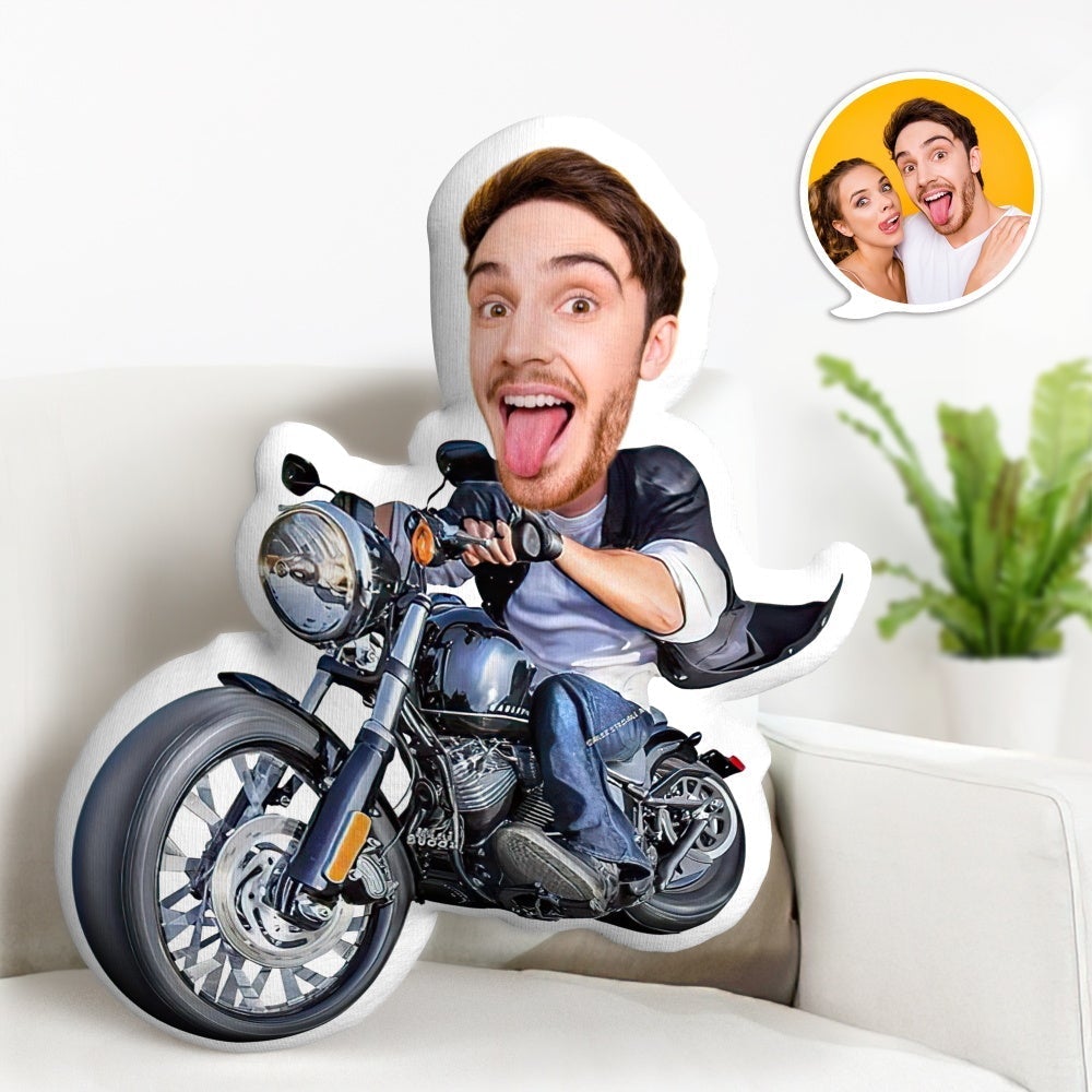 Personalisiertes Gesicht Geschenke Personalisiertes Foto MiniMe Kissen Benutzerdefinierte Puppengeschenke Einzigartige Harley Motors Kissengeschenke