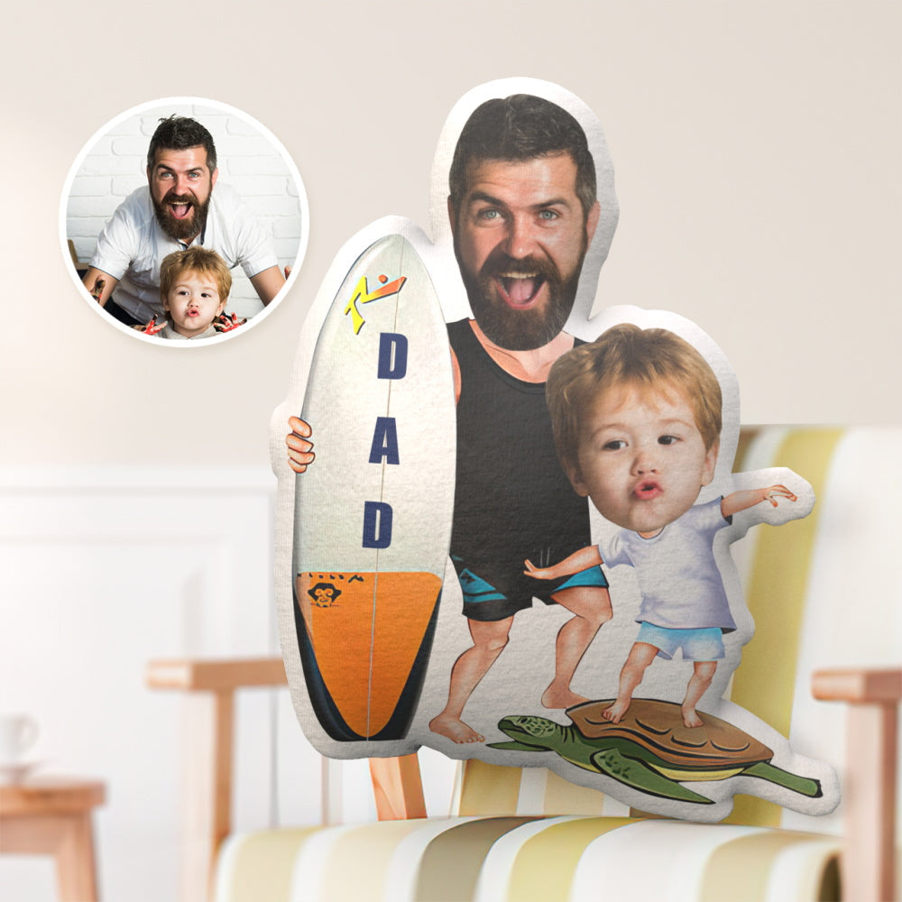 Vatertagsgeschenk Benutzerdefinierte Gesicht Kissen Geschenk, Surfen Papa und ich Stil Gesicht Kissen
