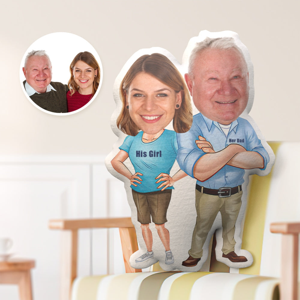Vatertagsgeschenk Benutzerdefinierte Gesicht Kissen Geschenk, Papa und Tochter Gesicht Kissen