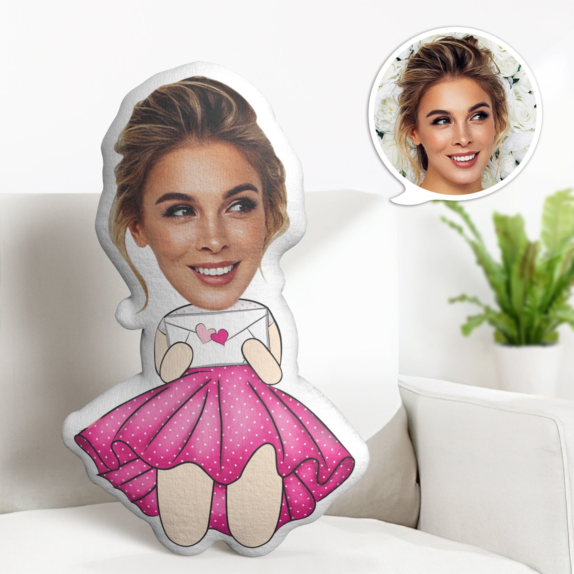 Benutzerdefiniertes Gesicht Minime Dekokissen Personalisierte Minime Dekokissen Geschenke Zum Valentinstag Für Sie - MiniMe Pillow