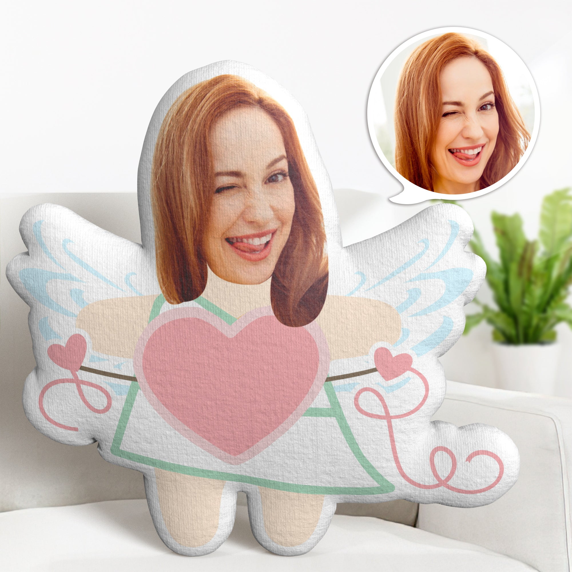 Personalisiertes Gesicht Minime Wurfkissen Kundenspezifisches Lustiges Valentinstag-geschenk-amor-wurfkissen - MiniMe Pillow