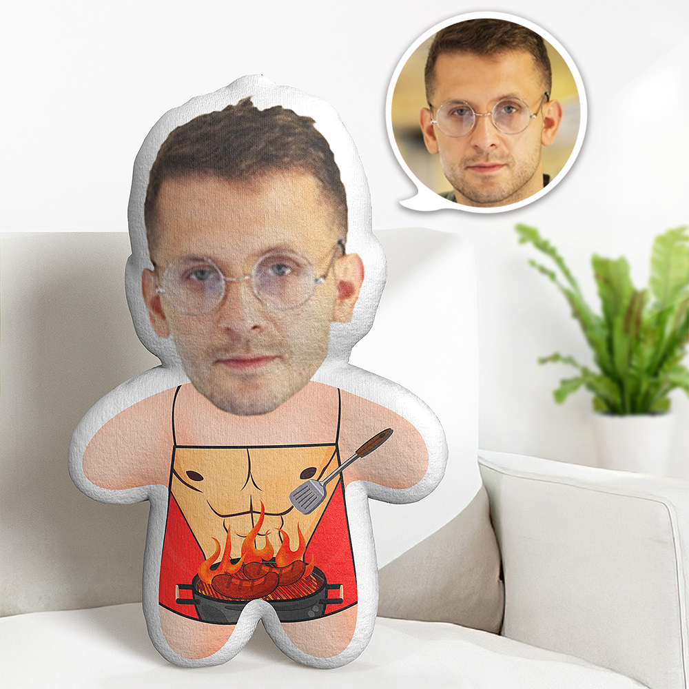 Feuer-muskel-schürze Minime Teddy Kissen Benutzerdefinierte Gesicht Personalisierte Foto Minime Puppe - MiniMe Pillow