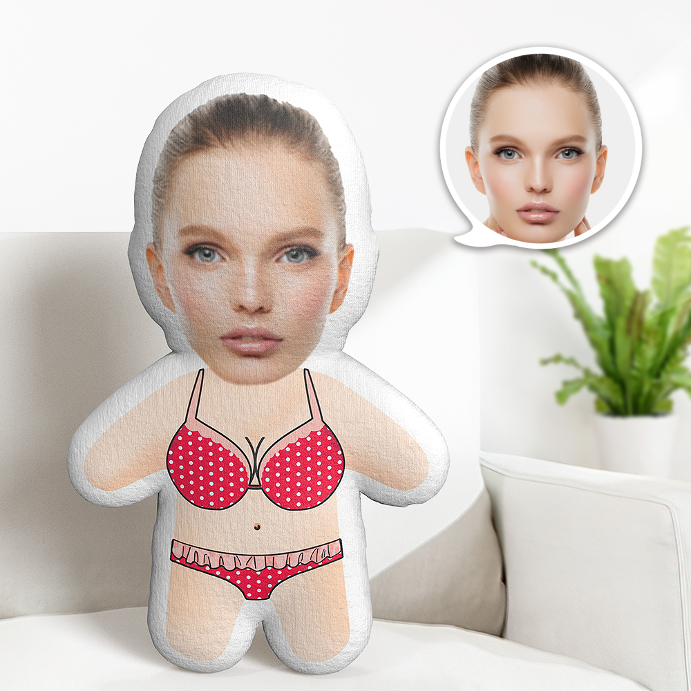 Niedliches Bikini-minime-teddykissen, Benutzerdefiniertes Gesicht, Personalisierte Foto-minime-puppe - MiniMe Pillow