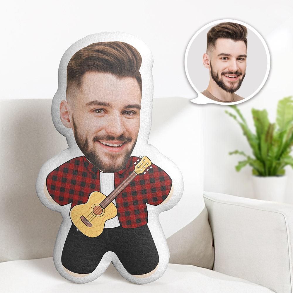 Benutzerdefinierte Gesicht Minime Teddy Kissen Gitarrist Personalisierte Foto Minime Puppe - MiniMe Pillow