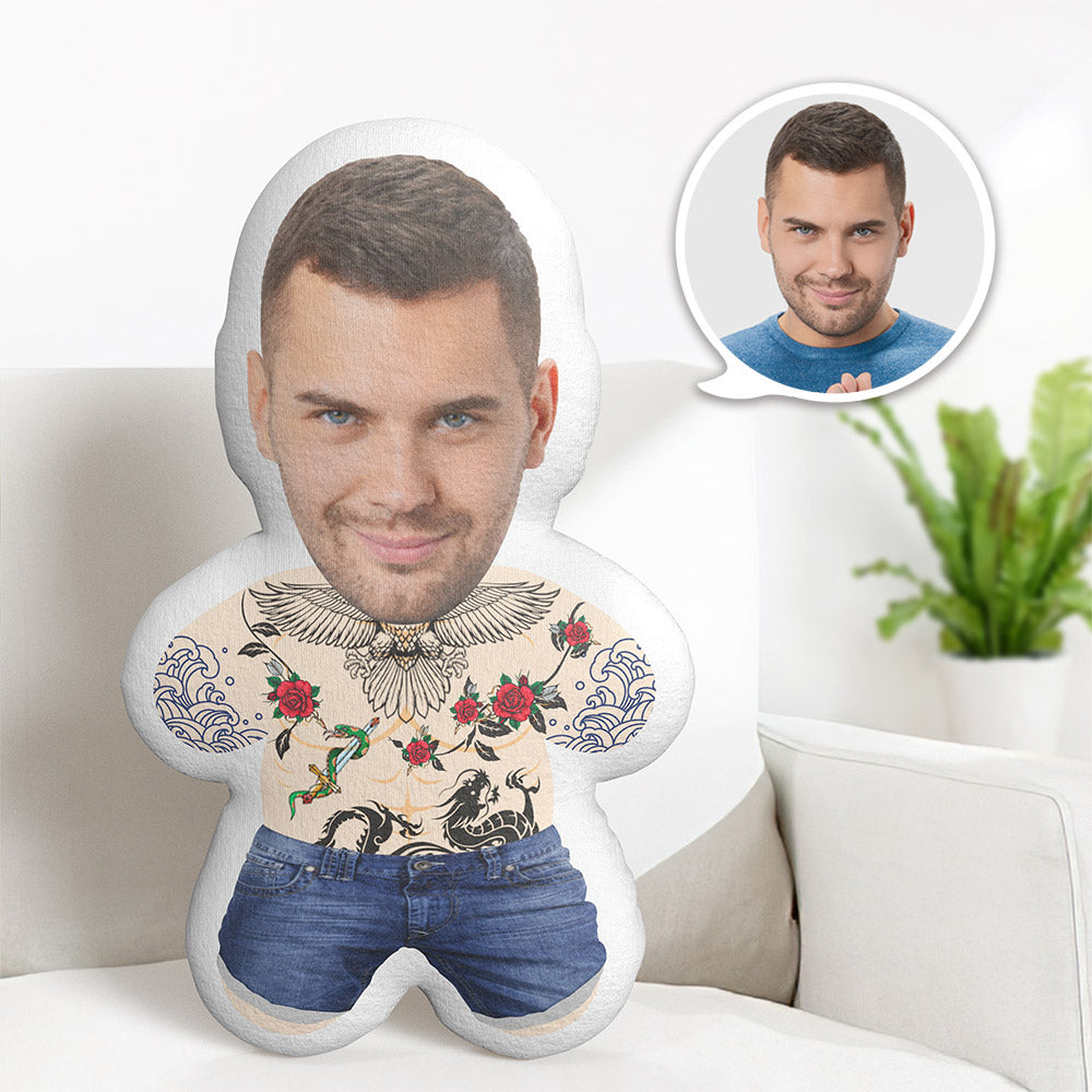 Tattoo Mann Benutzerdefinierte Gesicht Minime Teddy Kissen Personalisierte Foto Minime Puppe - MiniMe Pillow