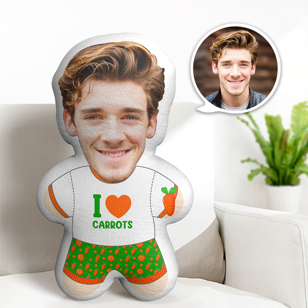 Personalisiertes Minime-teddykissen Mit Gesicht, „i Love Carrots“, Individuelles Foto, Minime-puppe - MiniMe Pillow