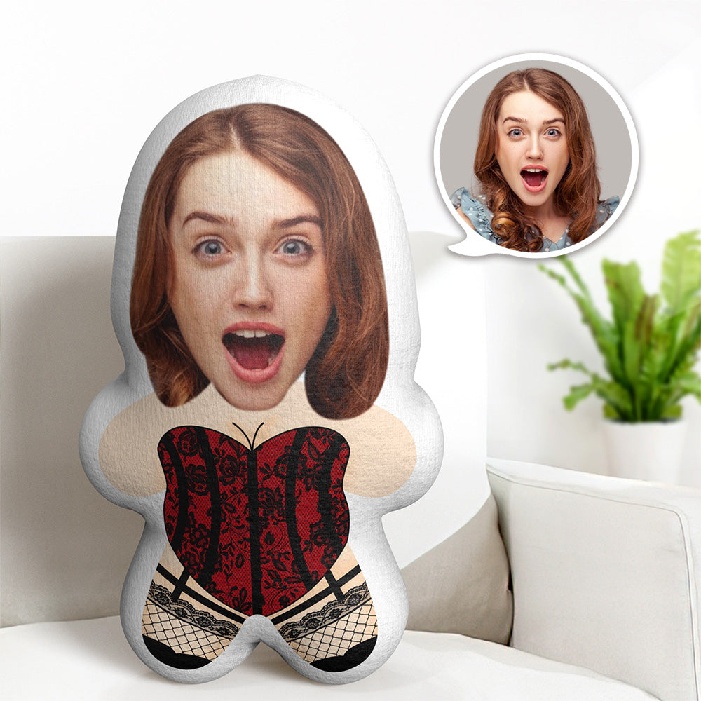 Benutzerdefiniertes Minime-wurfkissen, Schwarze Spitze, Für Frauen, Individuelle Gesichtsgeschenke, Personalisiertes Minime-kissen Mit Foto