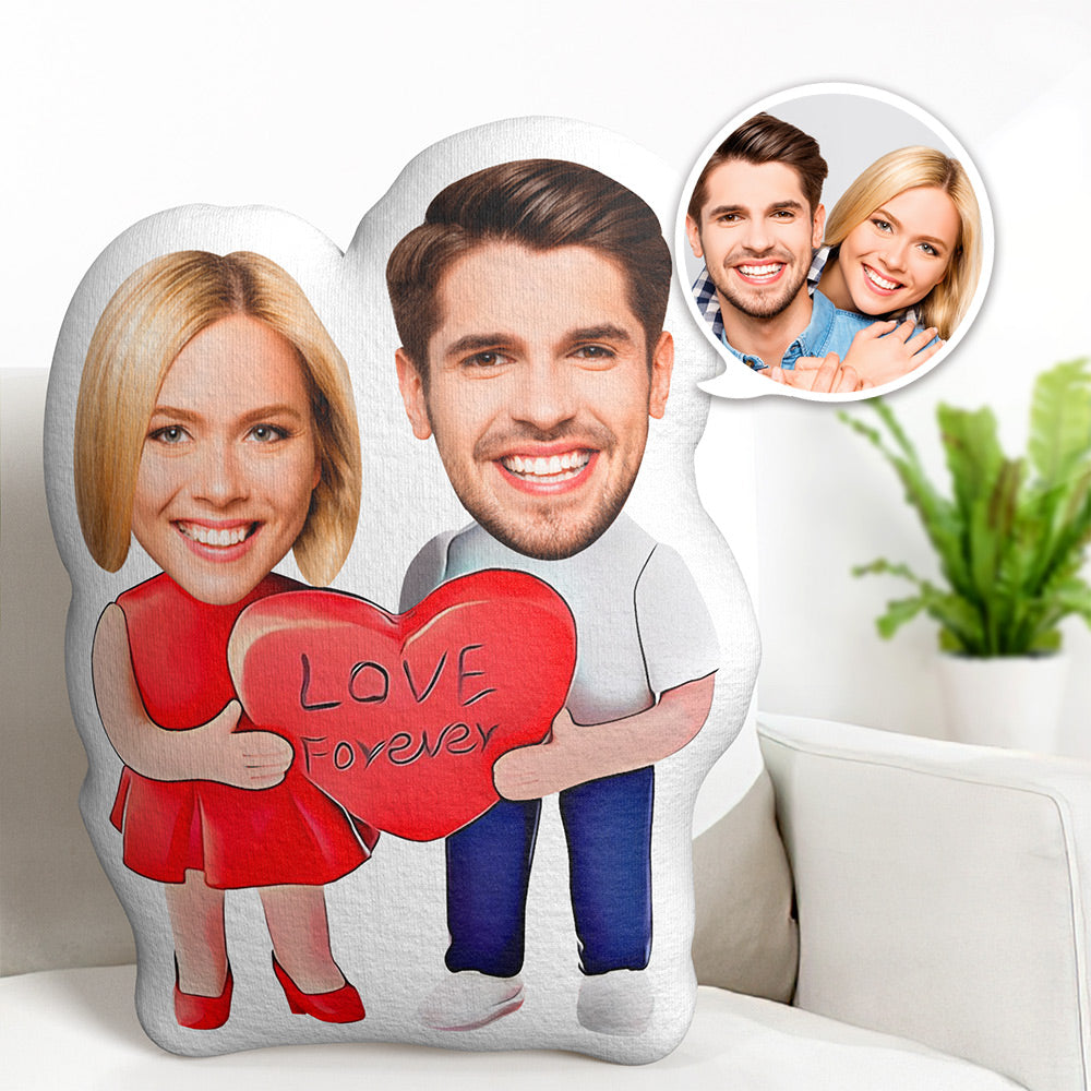 Benutzerdefinierte Q-version Paar Minime-wurfkissen, Personalisiertes Minime-kissen Mit Herzfoto, Valentinstagsgeschenke - MiniMe Pillow
