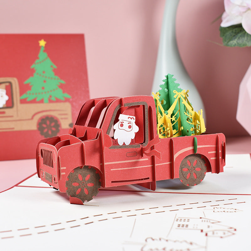 Christmas Car Tree 3d Pop-up-karte Grußkarte - MiniMe Pillow