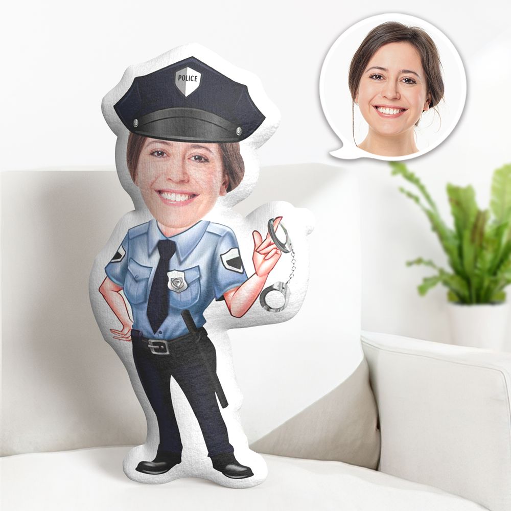 Oreiller De Visage Personnalisé Poupée De Visage Personnalisée Poupée Policière Minime Oreiller Cadeaux Pour Elle - MiniMe Pillow