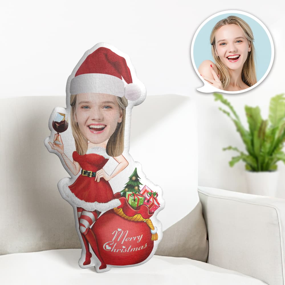 Oreiller Visage Personnalisé Oreiller Photo Personnalisé Cadeau Robe De Noël Oreiller Minime Cadeaux Pour Noël - MiniMe Pillow