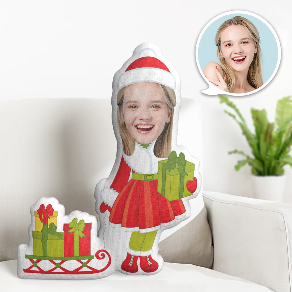 Oreiller Visage Personnalisé Oreiller Photo Personnalisé Sled Gift Girl Minime Oreiller Cadeaux Pour Noël - MiniMe Pillow