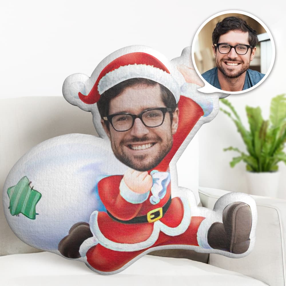 Oreiller Visage Personnalisé Oreiller Photo Personnalisé Père Noël Blanc Poche Minime Oreiller Cadeaux Pour Noël - MiniMe Pillow