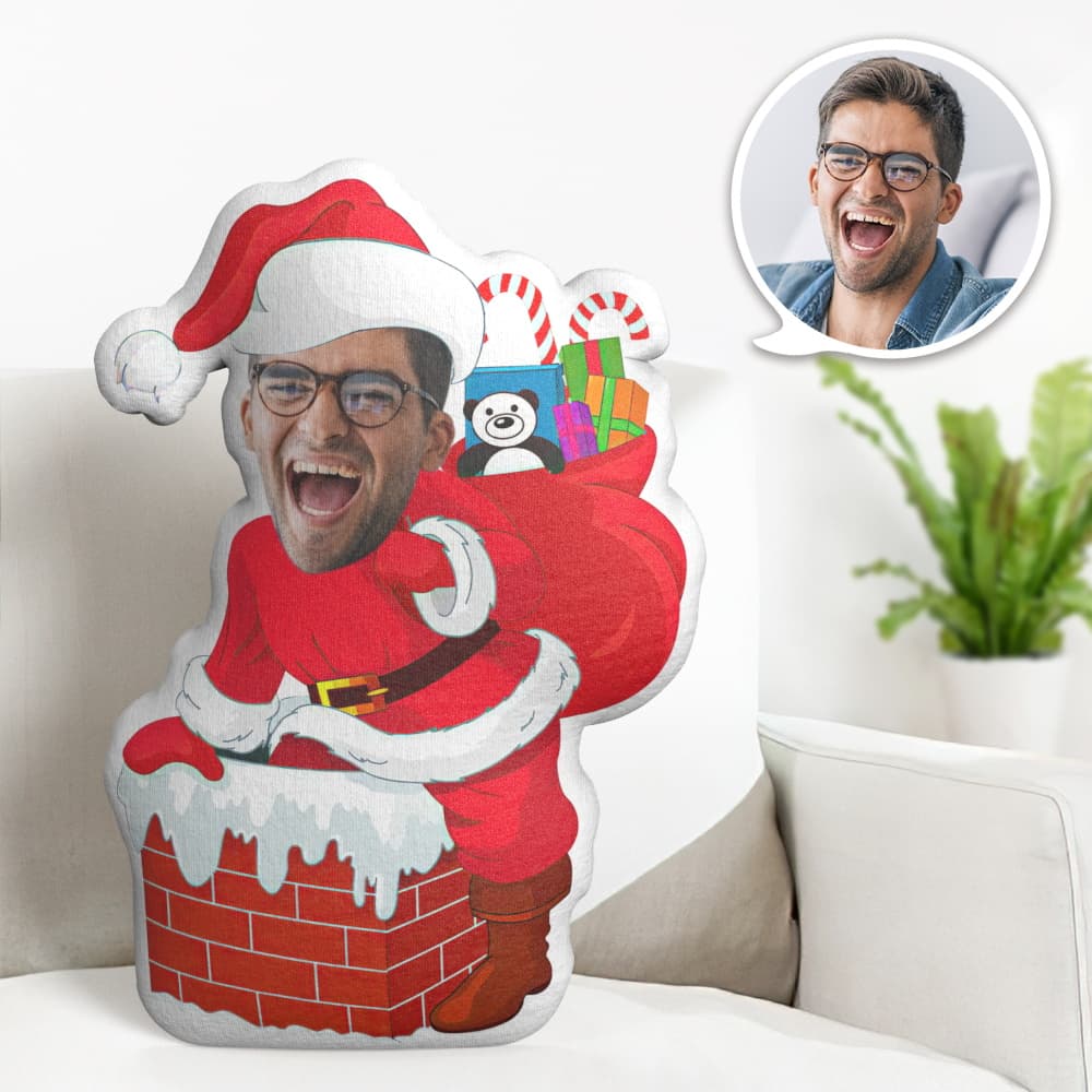 Oreiller Visage Personnalisé Oreiller Photo Personnalisé Cheminée Cadeau Père Noël Oreiller Minime Cadeaux Pour Noël - MiniMe Pillow