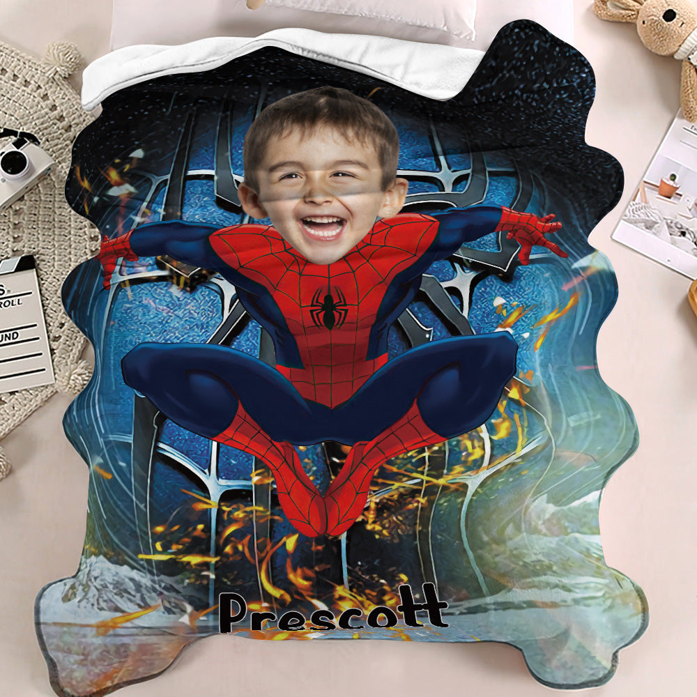 Couverture visage personnalisée Photo et texte personnalisés Super Soldier Spider-Man Blanket Minime Blanket Meilleur cadeau pour lui